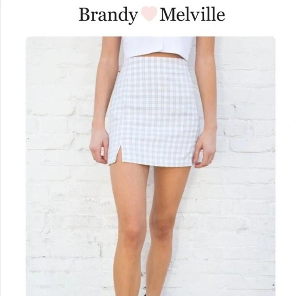 Brandy Melville Cara Skirt Blue White Plaid XS/Small